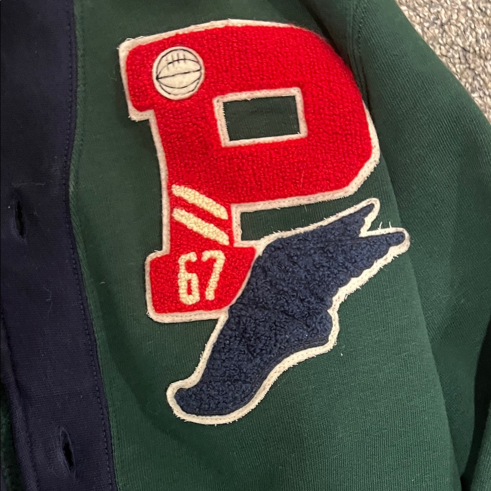 Polo by Ralph Lauren Men's Red and Green Varsity Jacket - Picture 5 of 9